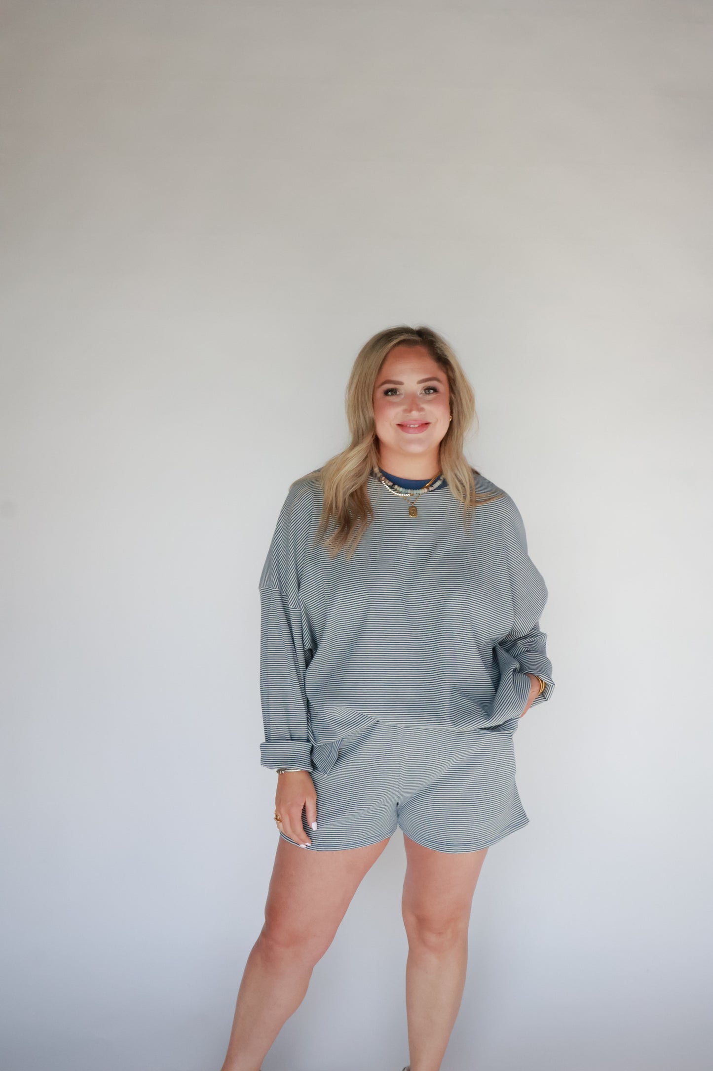 THE STRIPED BLUE SET | TOP ONLY