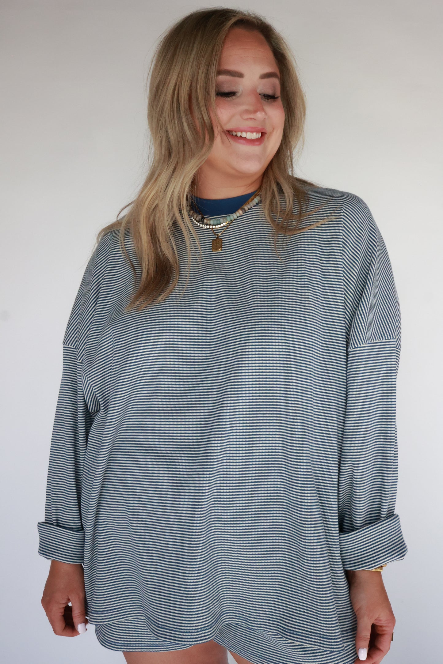 THE STRIPED BLUE SET | TOP ONLY