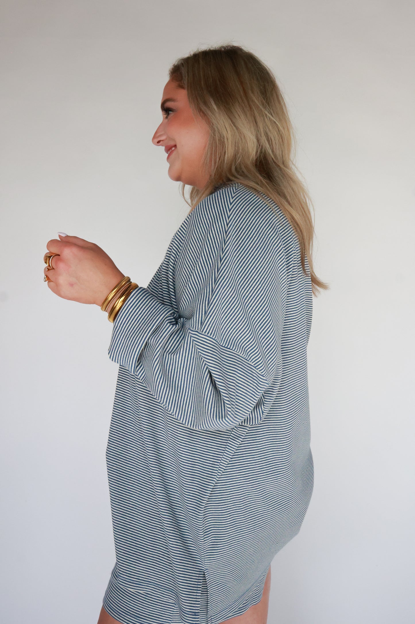 THE STRIPED BLUE SET | TOP ONLY
