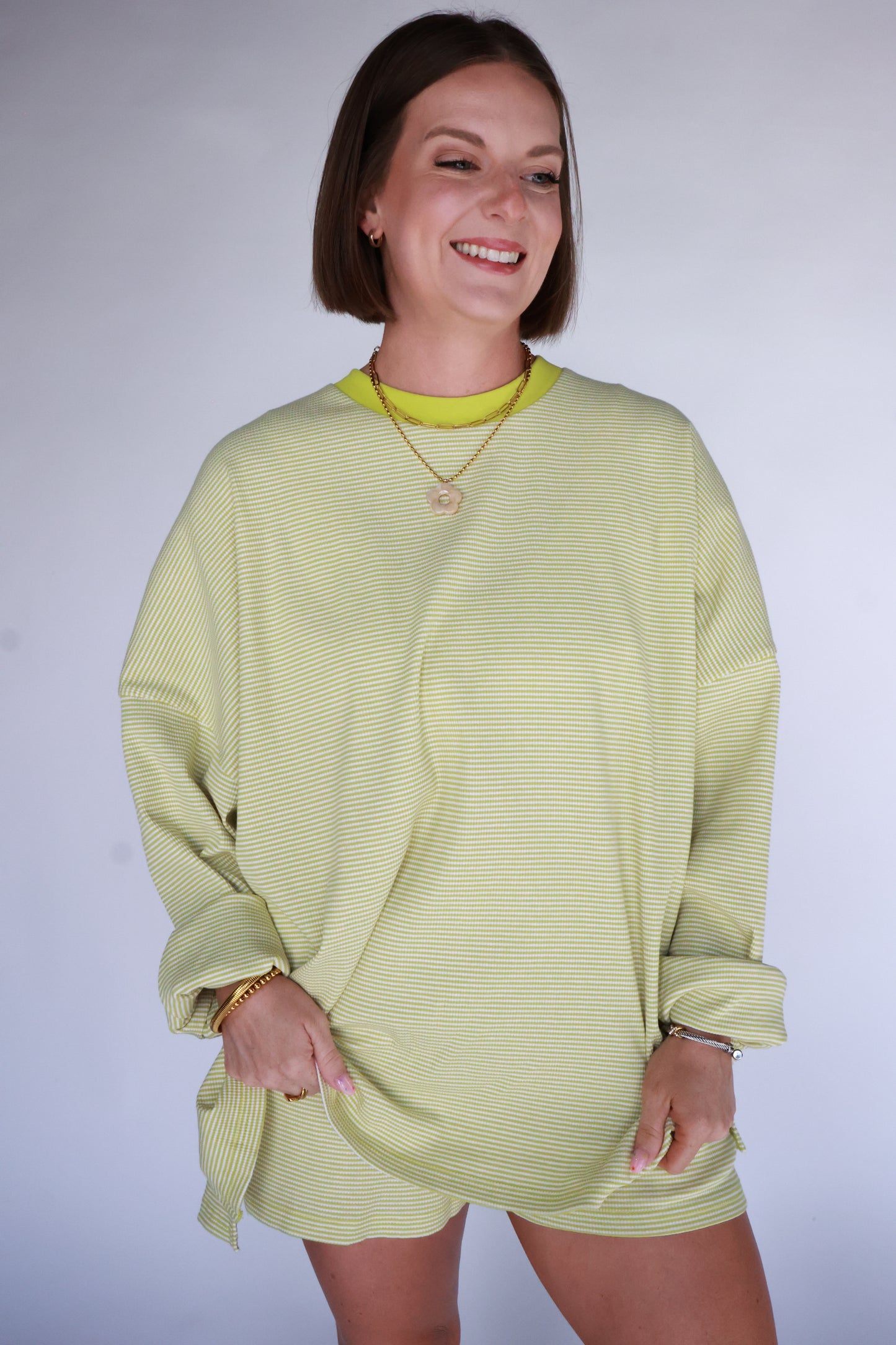 THE STRIPED CHARTREUSE SET | TOP ONLY