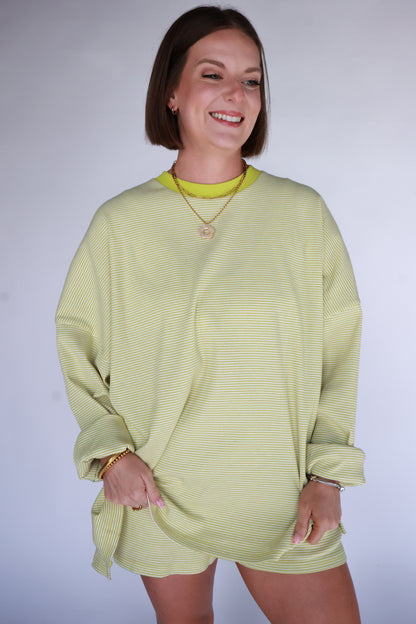 THE STRIPED CHARTREUSE SET | TOP ONLY