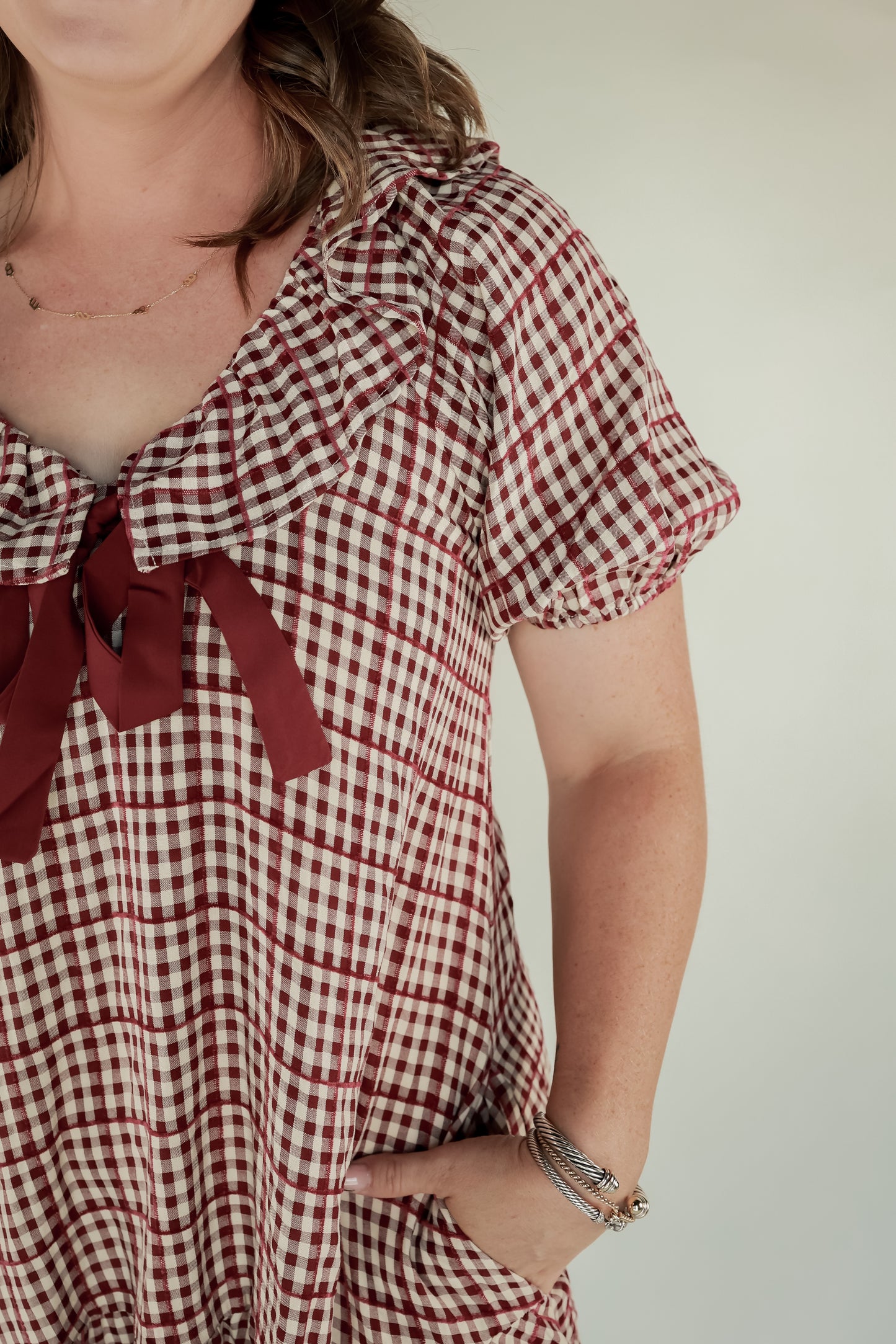 THE GINGHAM DRESS IN BURGUNDY