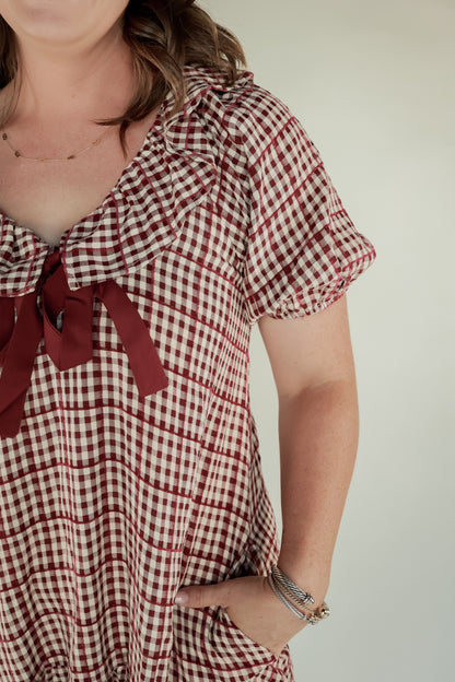 THE GINGHAM DRESS IN BURGUNDY