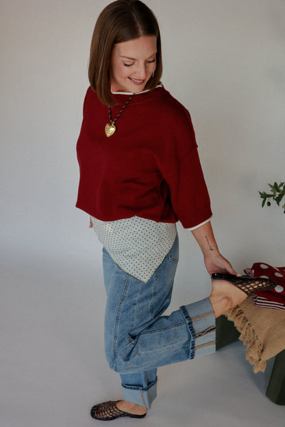 THE SIDELINE SWEATER | MAROON