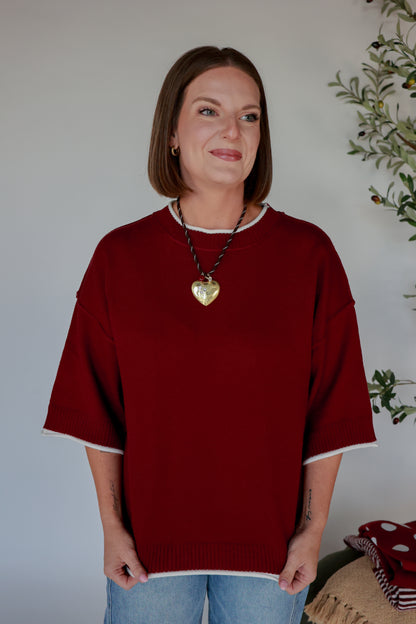 THE SIDELINE SWEATER | MAROON