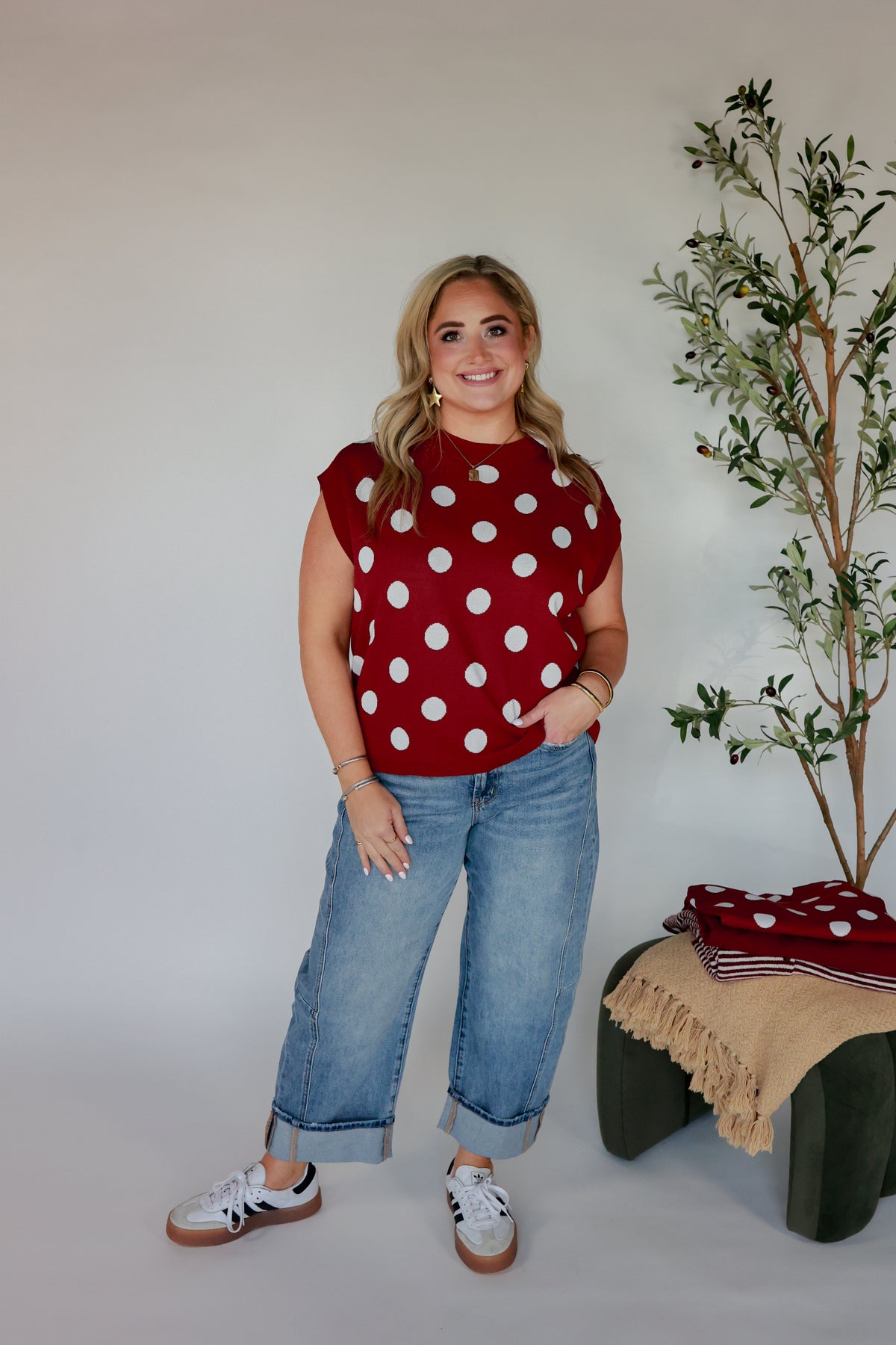 GO TEAM POLKA DOT TOP | MAROON