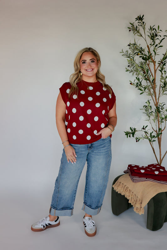 GO TEAM POLKA DOT TOP | MAROON