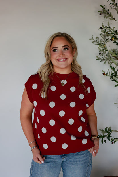 GO TEAM POLKA DOT TOP | MAROON