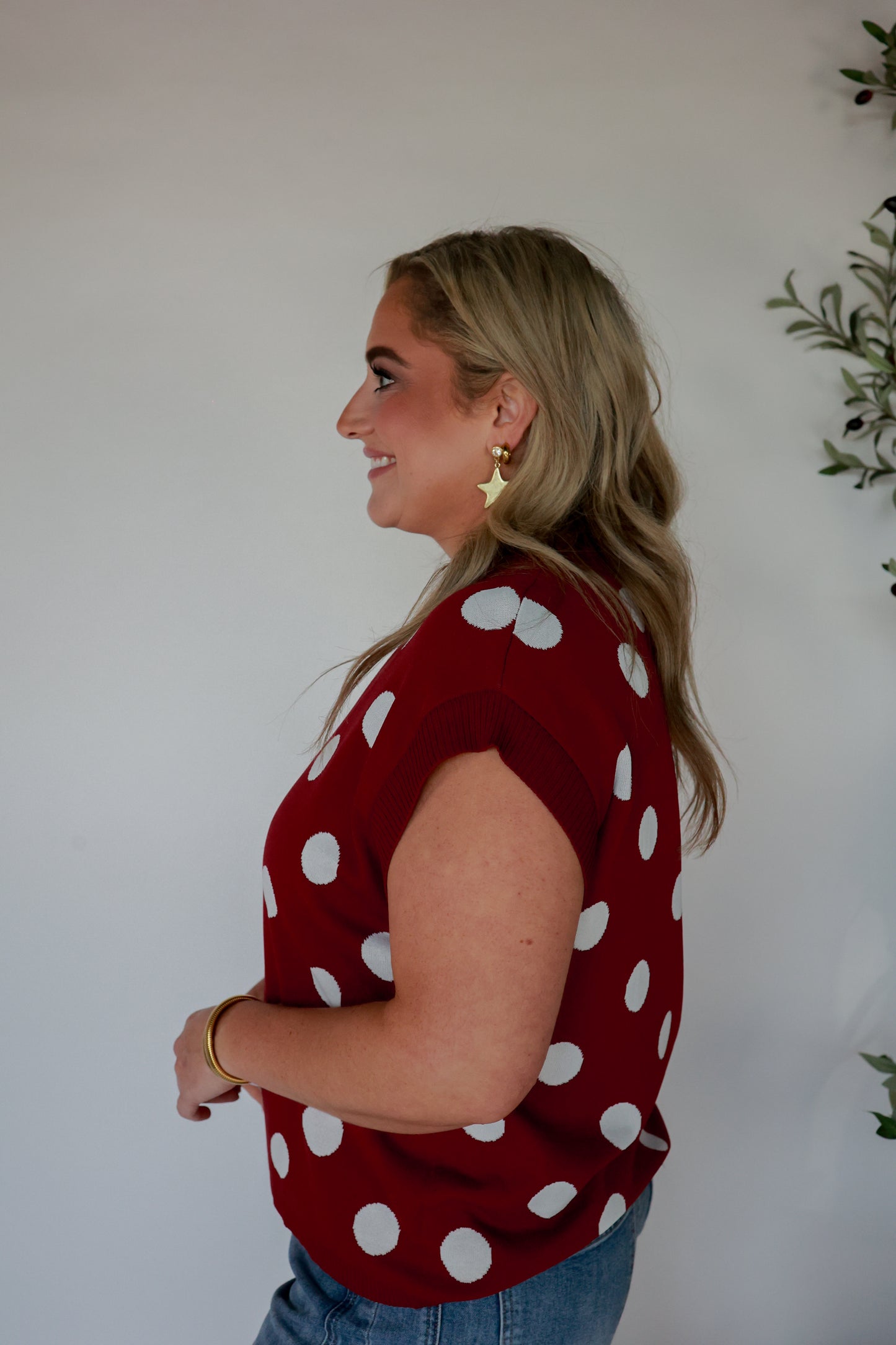 GO TEAM POLKA DOT TOP | MAROON
