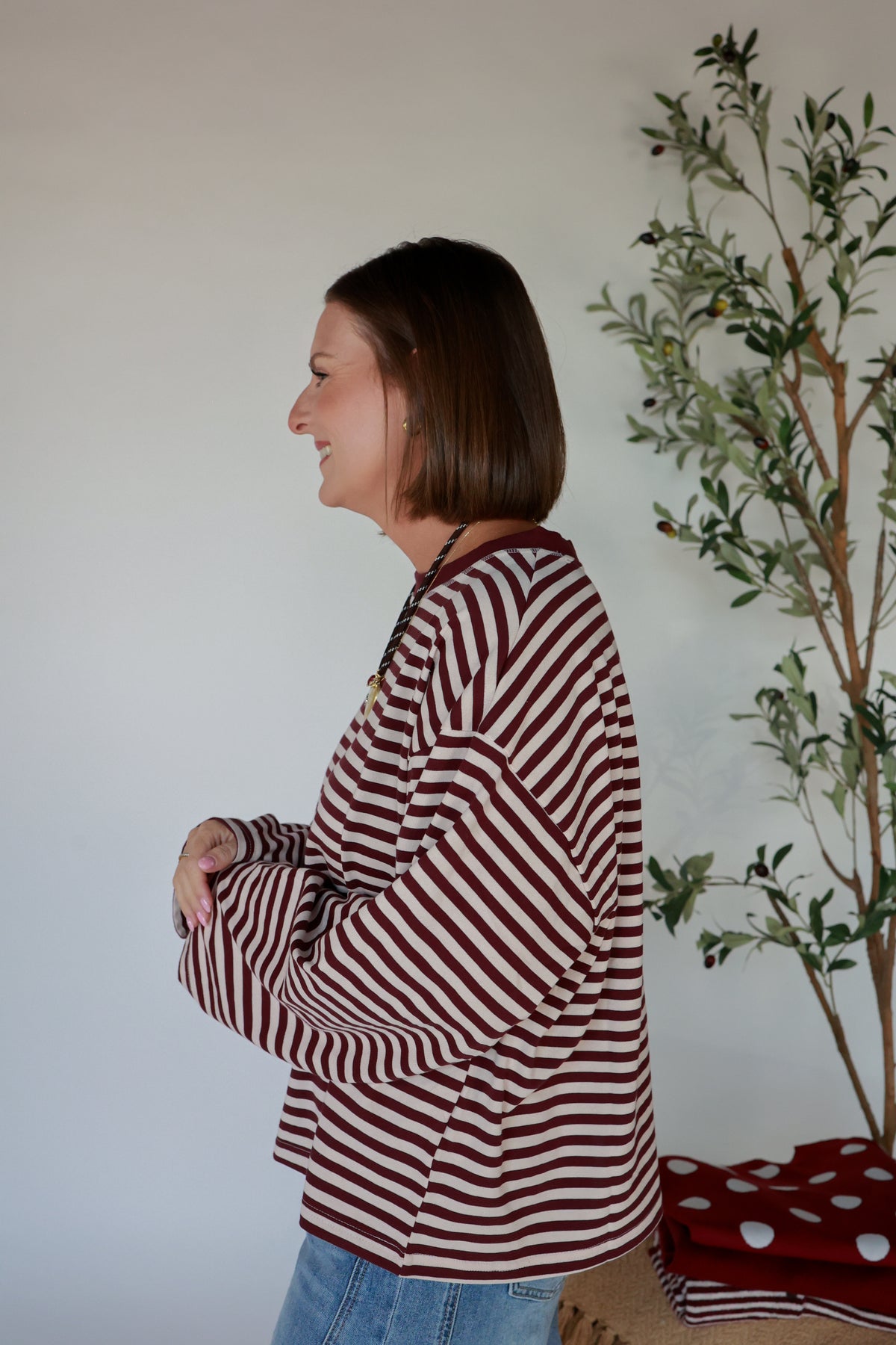 EASY DOES IT STRIPE TOP | BURGUNDY + BLUSH