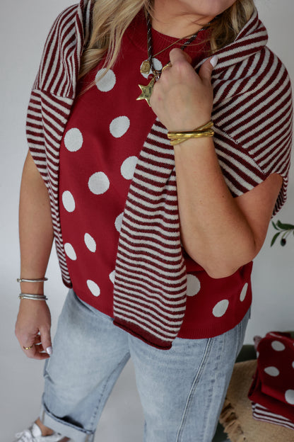 THE STRIPE BURGUNDY TOP