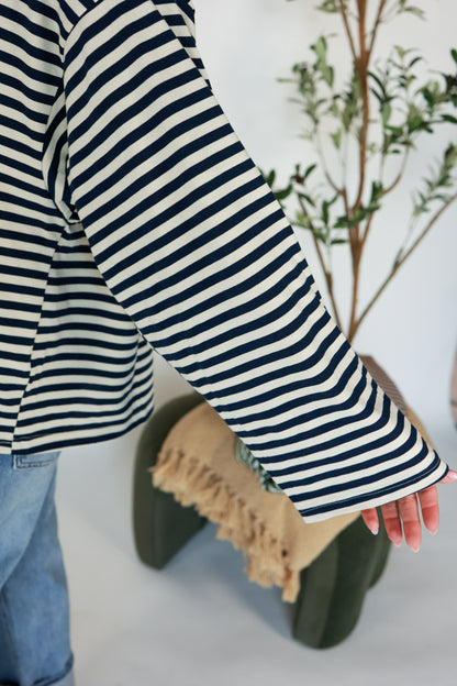 EASY DOES IT STRIPE TOP | NAVY + IVORY