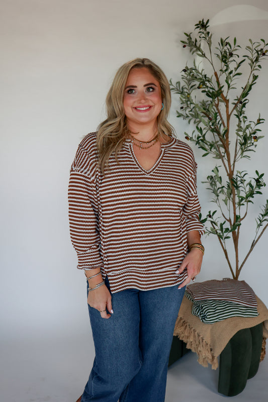 THE MOCHA GROVE STRIPE TOP