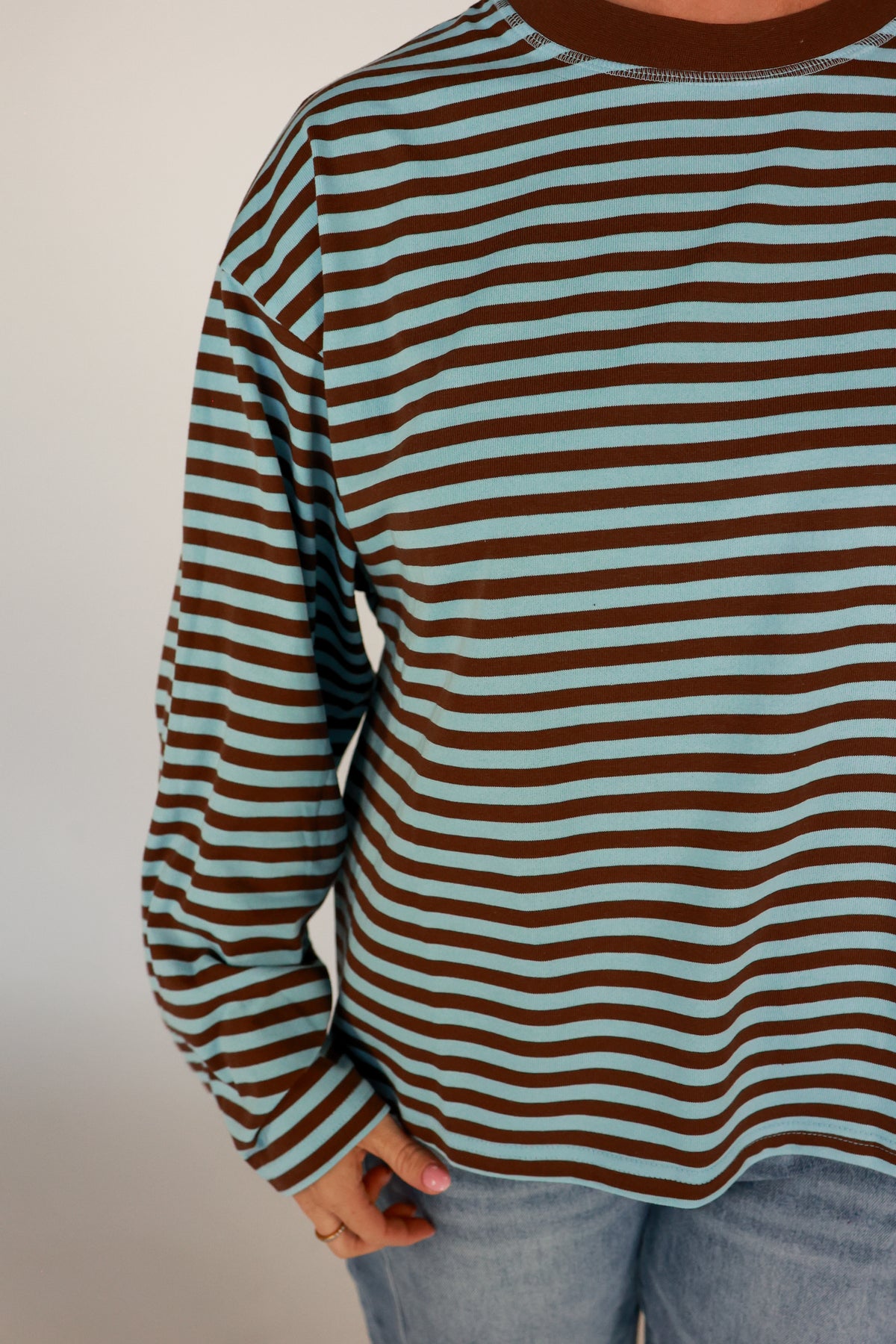 EASY DOES IT STRIPE TOP | BLUE + BROWN