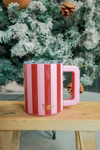 14 OZ INSULATED MUG | PEPPERMINT STRIPES