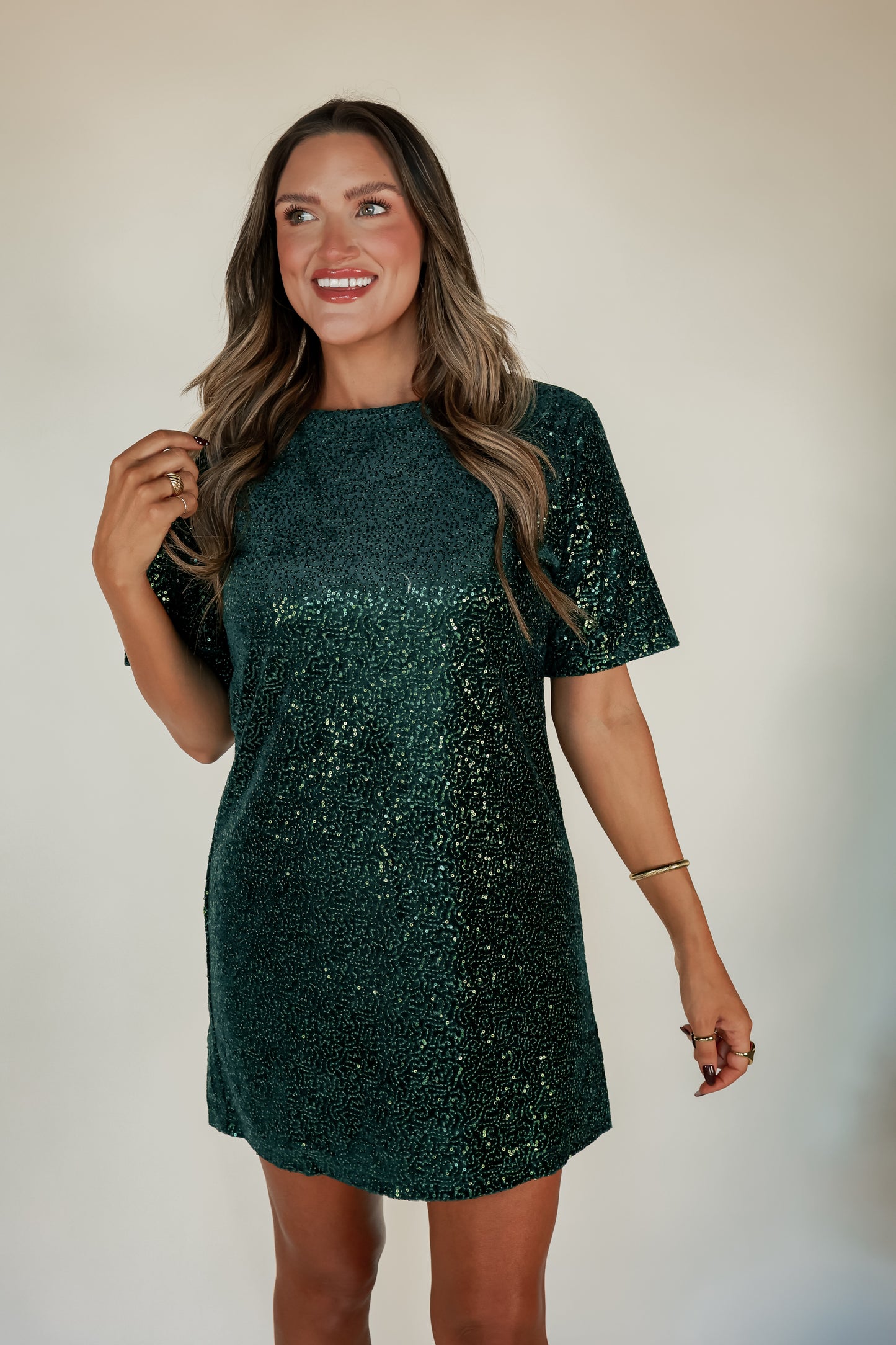 GLAM IN GREEN SEQUIN DRESS