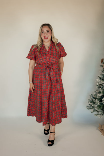 MEET ME AT THE MISTLETOE MIDI DRESS