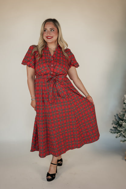 MEET ME AT THE MISTLETOE MIDI DRESS