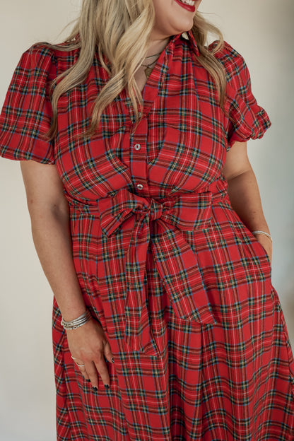 MEET ME AT THE MISTLETOE MIDI DRESS