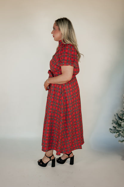 MEET ME AT THE MISTLETOE MIDI DRESS