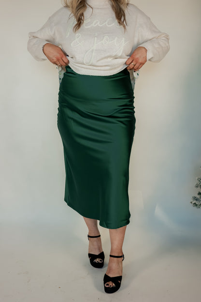 THE SATIN SKIRT | HUNTER GREEN