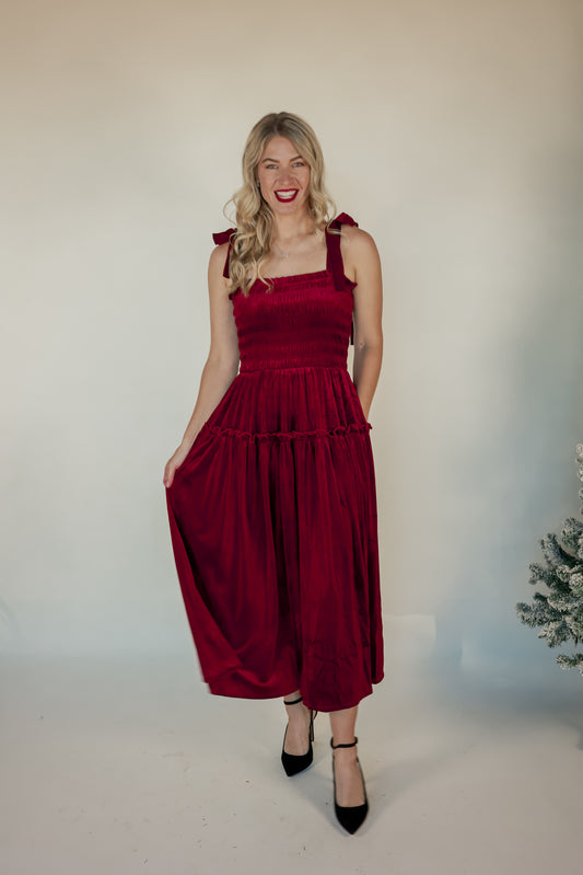 THE HOLIDAY CLASSIC VELVET DRESS | WINE
