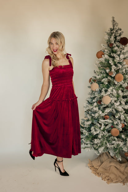 THE HOLIDAY CLASSIC VELVET DRESS | WINE