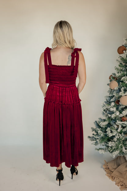 THE HOLIDAY CLASSIC VELVET DRESS | WINE