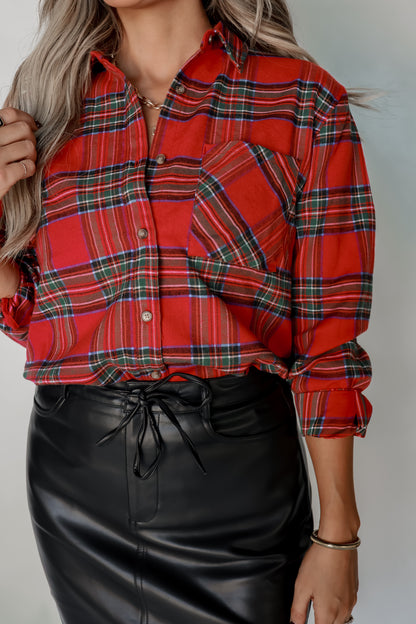 THE CHRISTMAS PLAID BUTTON UP | RED