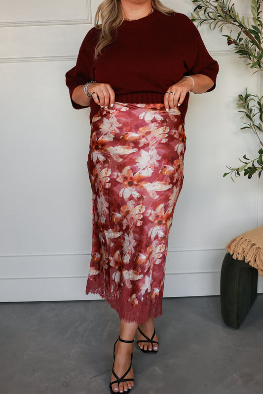 THE SATIN BLOOM MIDI SKIRT