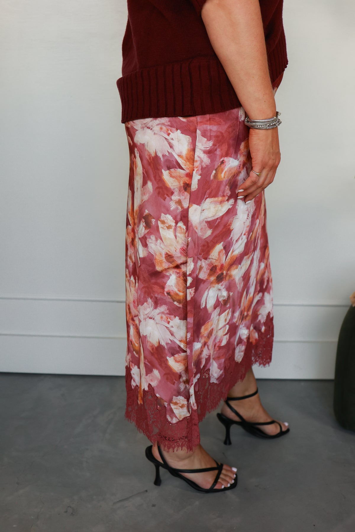 THE SATIN BLOOM MIDI SKIRT