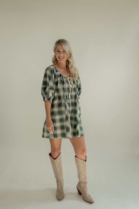 ALL DRESSED IN PLAID ROMPER