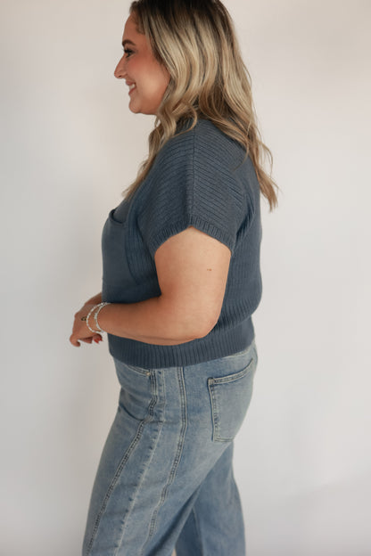 THE BARE MINIMUM MOCK NECK | DENIM BLUE