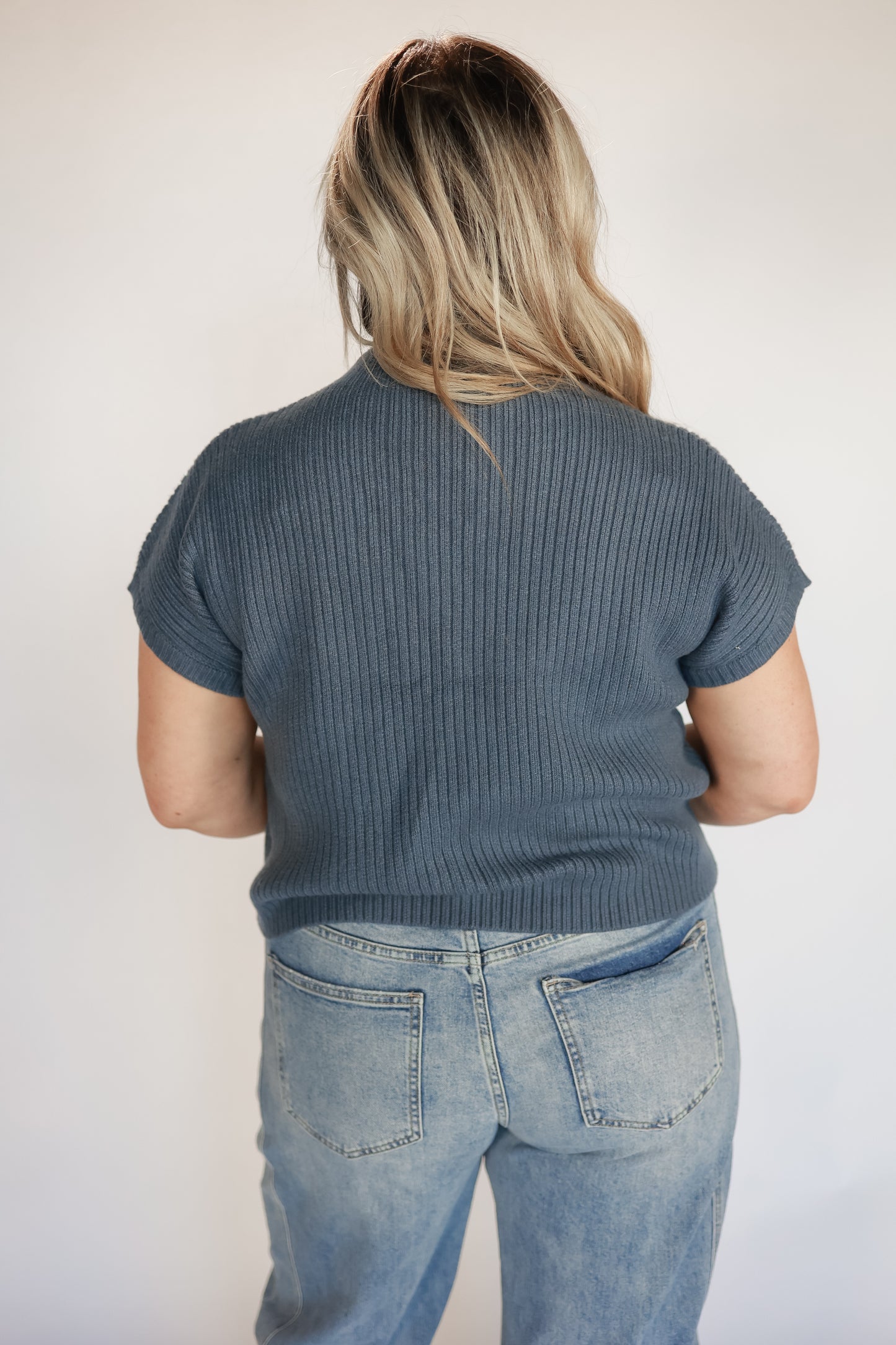 THE BARE MINIMUM MOCK NECK | DENIM BLUE