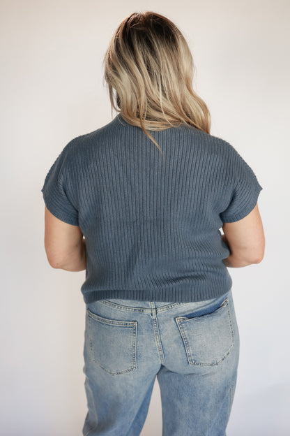 THE BARE MINIMUM MOCK NECK | DENIM BLUE