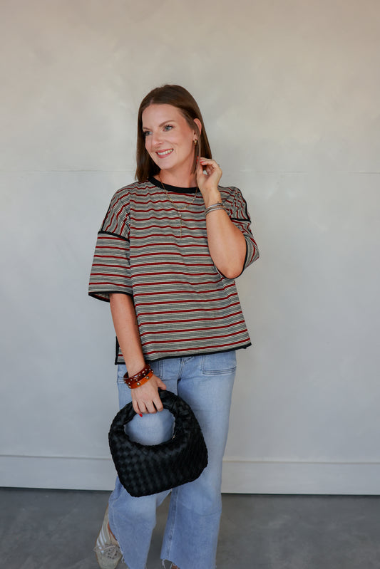 THE BURGUNDY STRIPED TOP