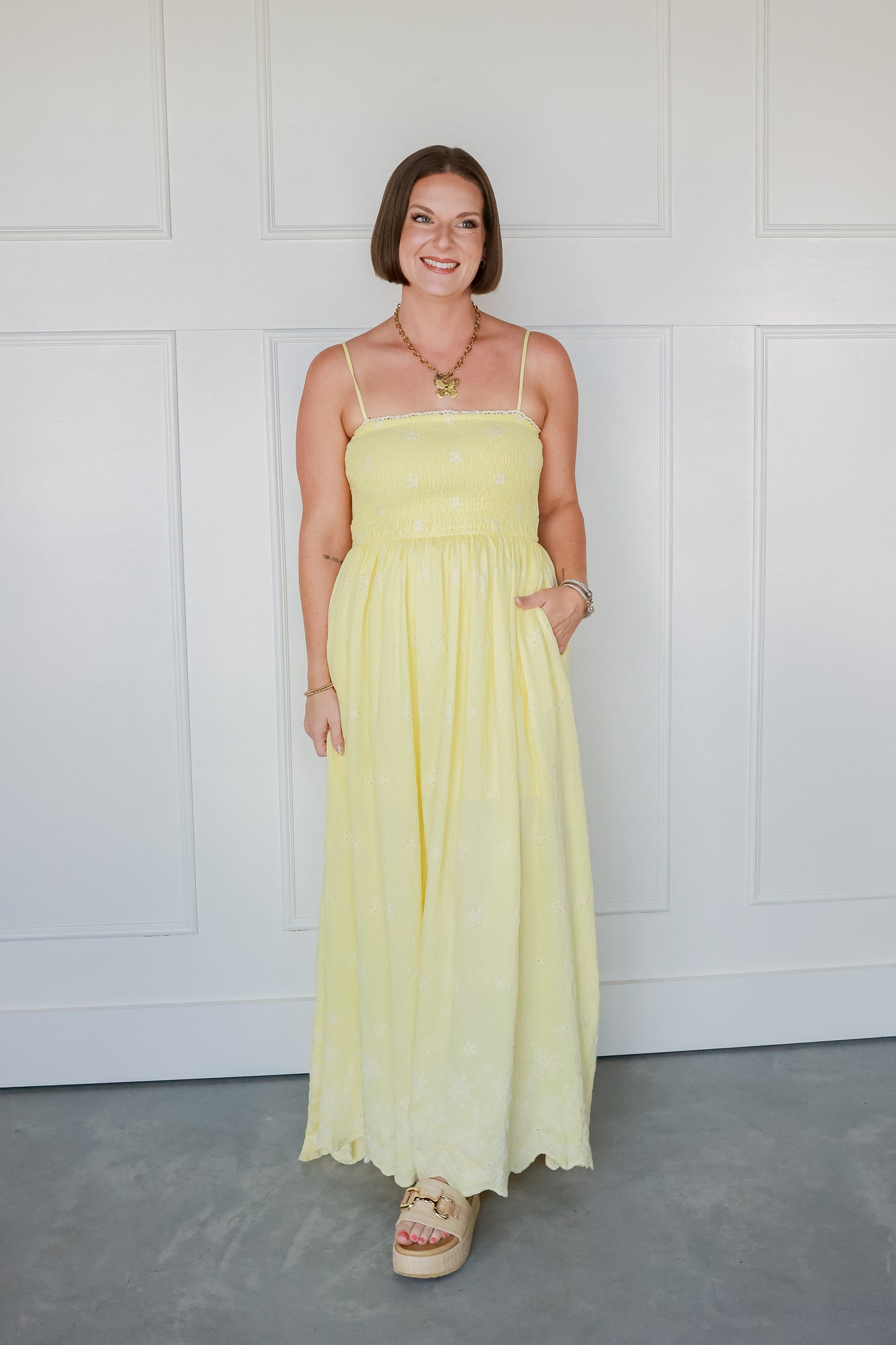 THE COTTAGE SMOCKED MAXI DRESS