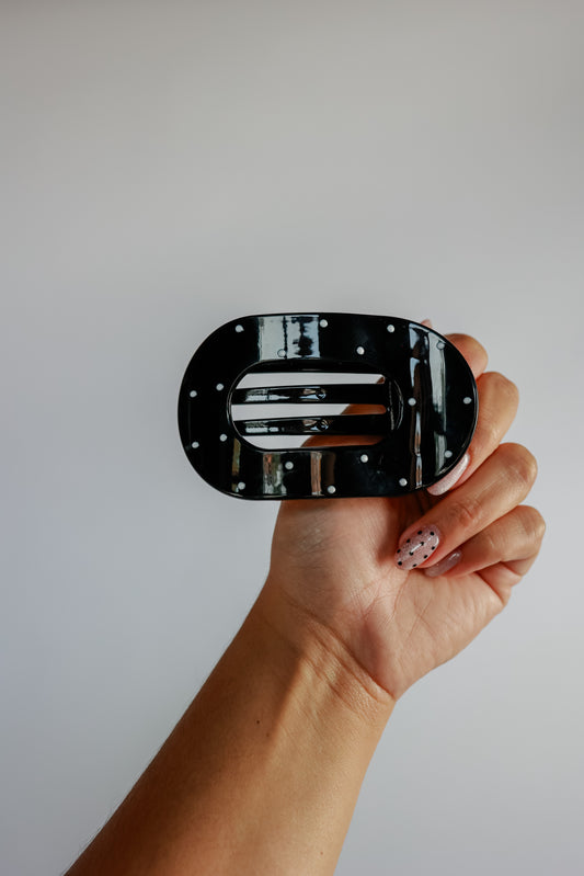 JUMBO FLAT LAY CLAW CLIP | BLACK POLKA DOTS