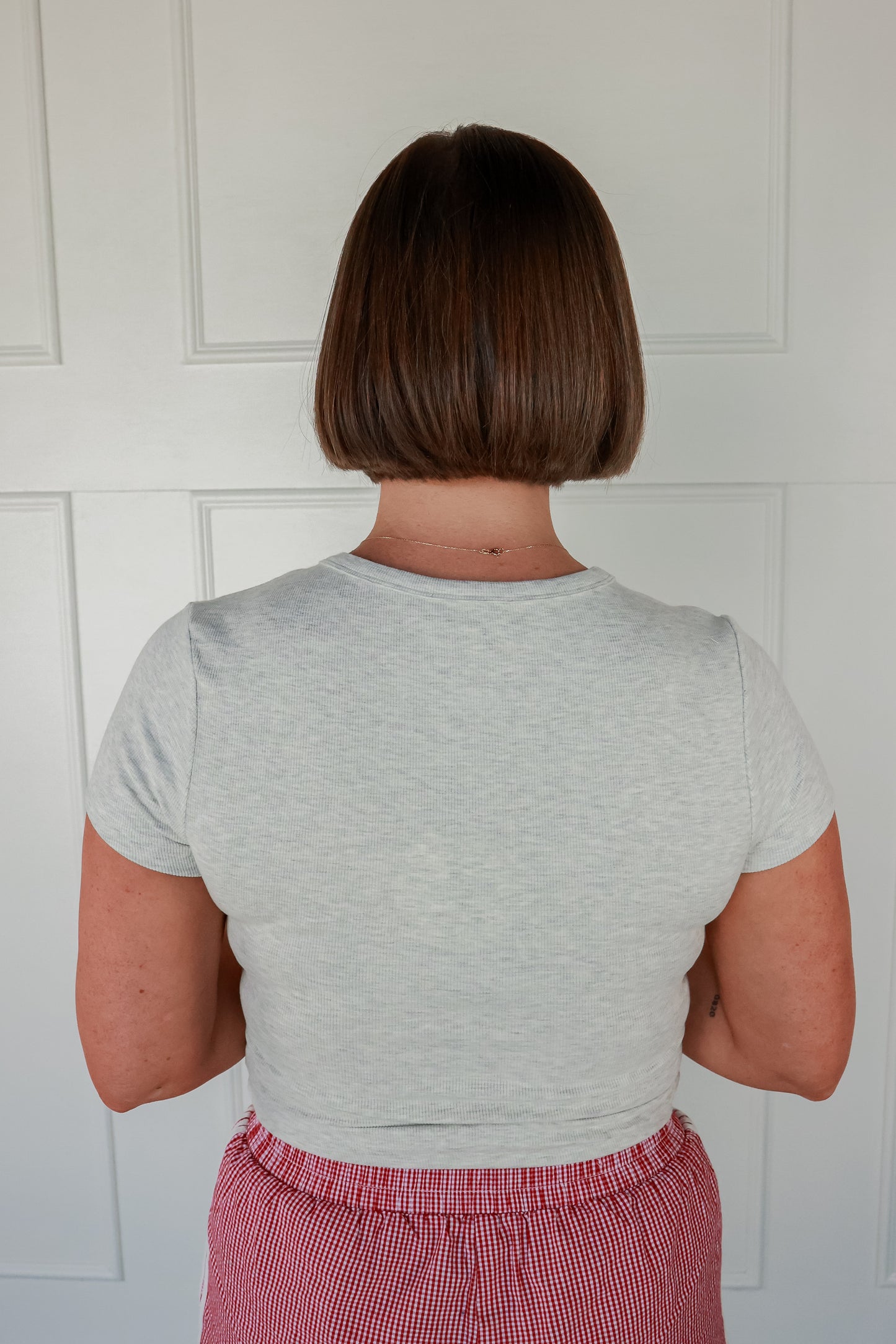 GREY BABY TEE | AMERICAN FLAG