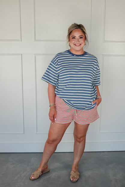 BLUE HORIZON STRIPE TOP
