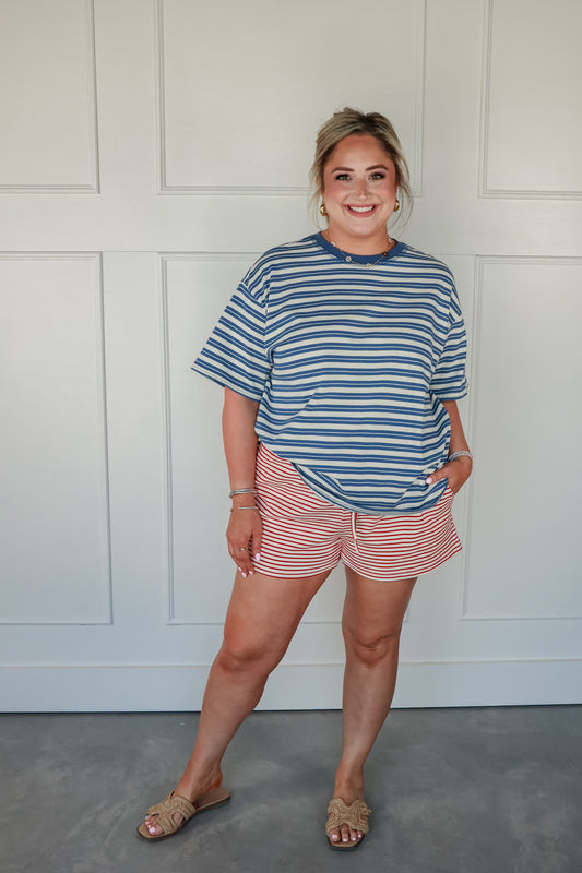 BLUE HORIZON STRIPE TOP