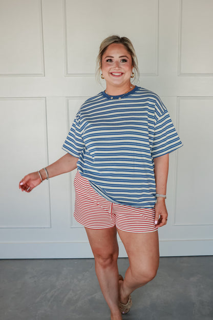 BLUE HORIZON STRIPE TOP