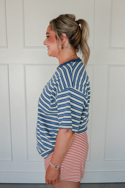 BLUE HORIZON STRIPE TOP