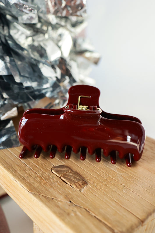 JUMBO RECTANGLE CLAW CLIP | MAROON