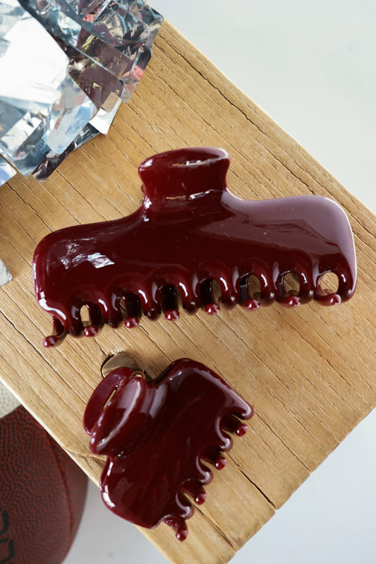 MINI RECTANGLE CLAW | MAROON