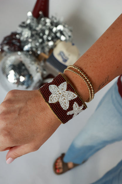 GAME DAY BEADED STAR BANGLE | MAROON