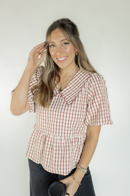 THE GINGHAM TOP IN RUST