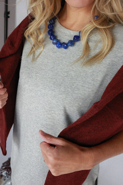 CHUNKY BEADED NECKLACE | BLUE