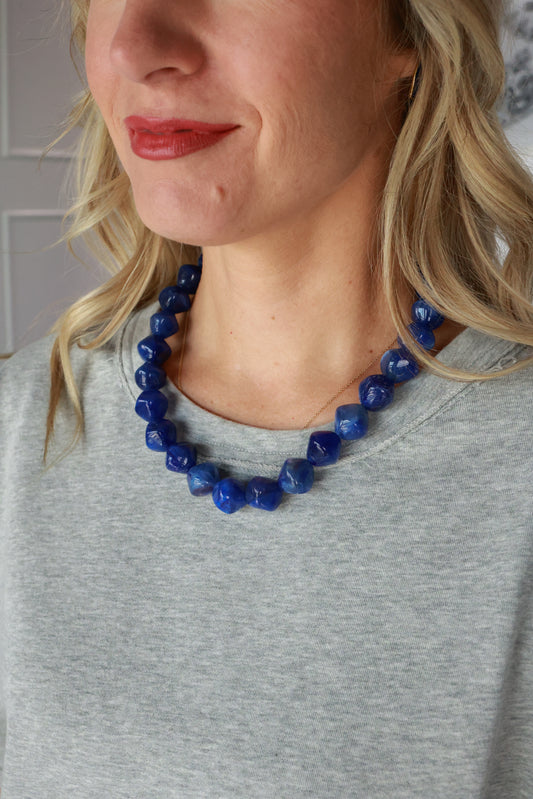 CHUNKY BEADED NECKLACE | BLUE