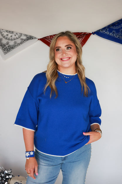 THE SIDELINE SWEATER | ROYAL BLUE